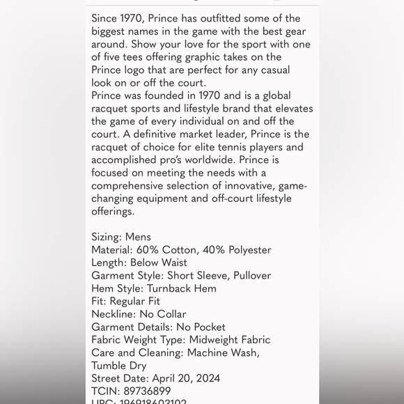 Prince x Target Pickleball Collection - Men's Blue T-shirt new - Picture 4 of 4